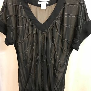 Black sheer beaded blouse
